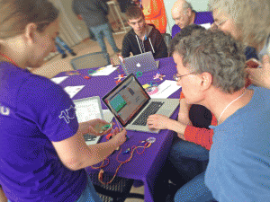 Scratch Day at MIT participants engaged in circuit playground activity