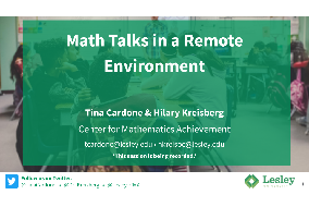 Math Talks in a Remote Environment title slide