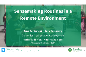 Sensemaking Routines in a Remote Environment title slide